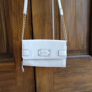 Nicole Miller Crossbody Adjustable Strap Cream, Brown and Gold W 8.5 L 5.5